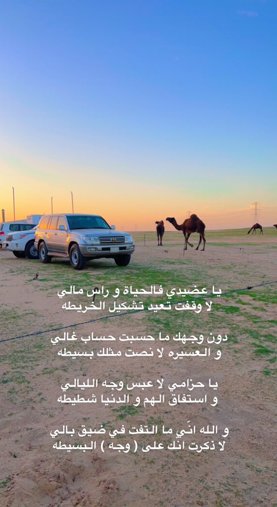 يا عضيدي فالحياة و راس مالي
 لا وقفت تعيد تشكيل الخريطه 

دون وجهك ما حسبت حساب غالي
و العسيره لا نصت مثلك بسيطه

يا حزامي لا عبس وجه الليالي
 و استفاق الهم و الدنيا شطيطه 

و الله انّي ما التفت في ضيق بالي 
لا ذكرت انّك على ( وجه ) البسيطه

جزاء البقمي