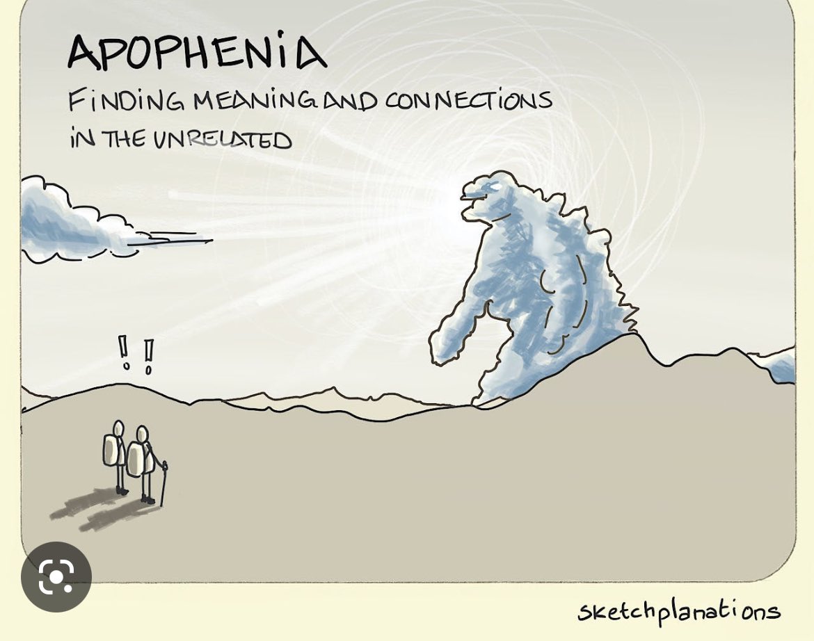 carbonfunfact's tweet photo. @thor_benson Apophenia:  a human propensity to unreasonably seek patterns in random information https://t.co/QNcImhosBX