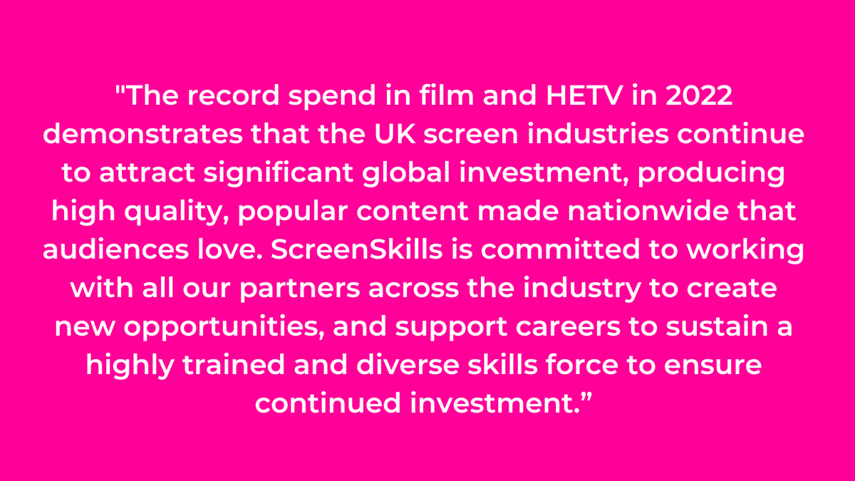 UKScreenSkills's tweet photo. Official #BFIstatistics reveal a record £6.27 billion production spend on #film and #highendTV in the UK in 2022.

Read the full article from @BFI_Industry here, which namechecks many of our Skills Fund-contributing productions: https://t.co/5azHbwjKOC @BFI https://t.co/uSj0X5147E