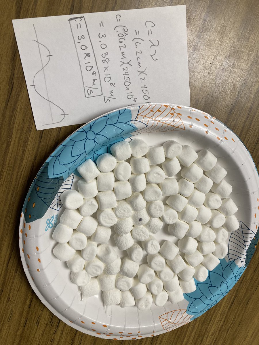 I love being a member of a nerdy science department! Mr. Marcantonio and I just calculated the speed of light using marshmallows and a microwave!!! So cool!!!