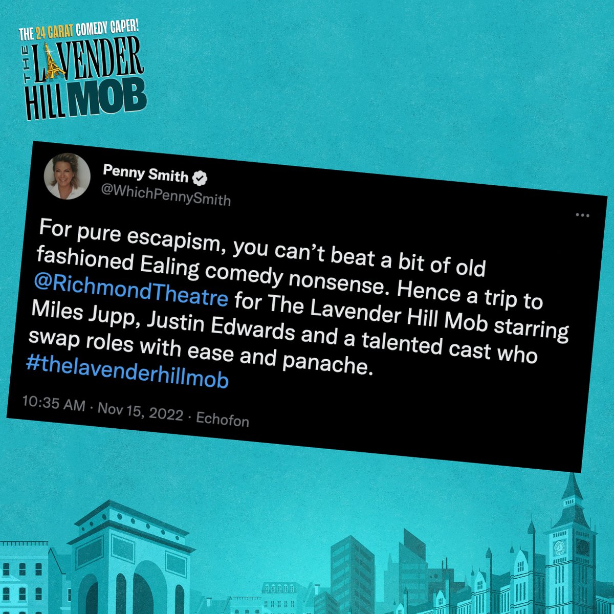 Join us for the 'perfect escape' this February, as #LavenderHillMobPlay makes its final TWO tour stops. Let us know if you'll be joining us in Bath and Truro, to bid a fond farewell to Holland and Pendlebury!