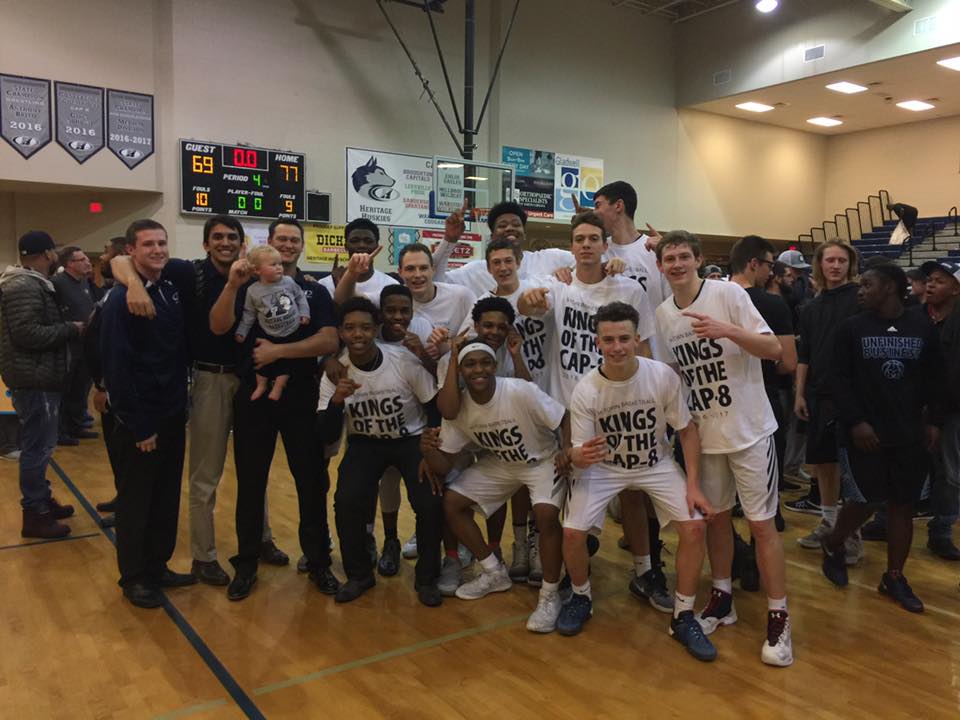 djbrianpate's tweet photo. On this date: Feb 3, 2017-
@HHSHuskyHoops
scored 27 points in the 4th quarter to beat Millbrook and claim the #CAP8 Conference regular season championship. @HeritageHoolig1 @Husky_Sports @HHS_Huskies @thayerthomas1 @Jayy_Baller_1 @tbrill3 @Husky_Athletics #staterunnerup https://t.co/aDPV0Dnmx3