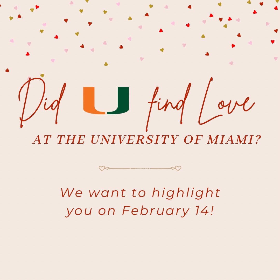 Did you meet your partner at the University of Miami? We’d like to highlight you both on February 14. Send us “then and now” pics with a short blurb about your love story. We can’t wait to celebrate with you! 🖤🤎🧡💚#UMBAS