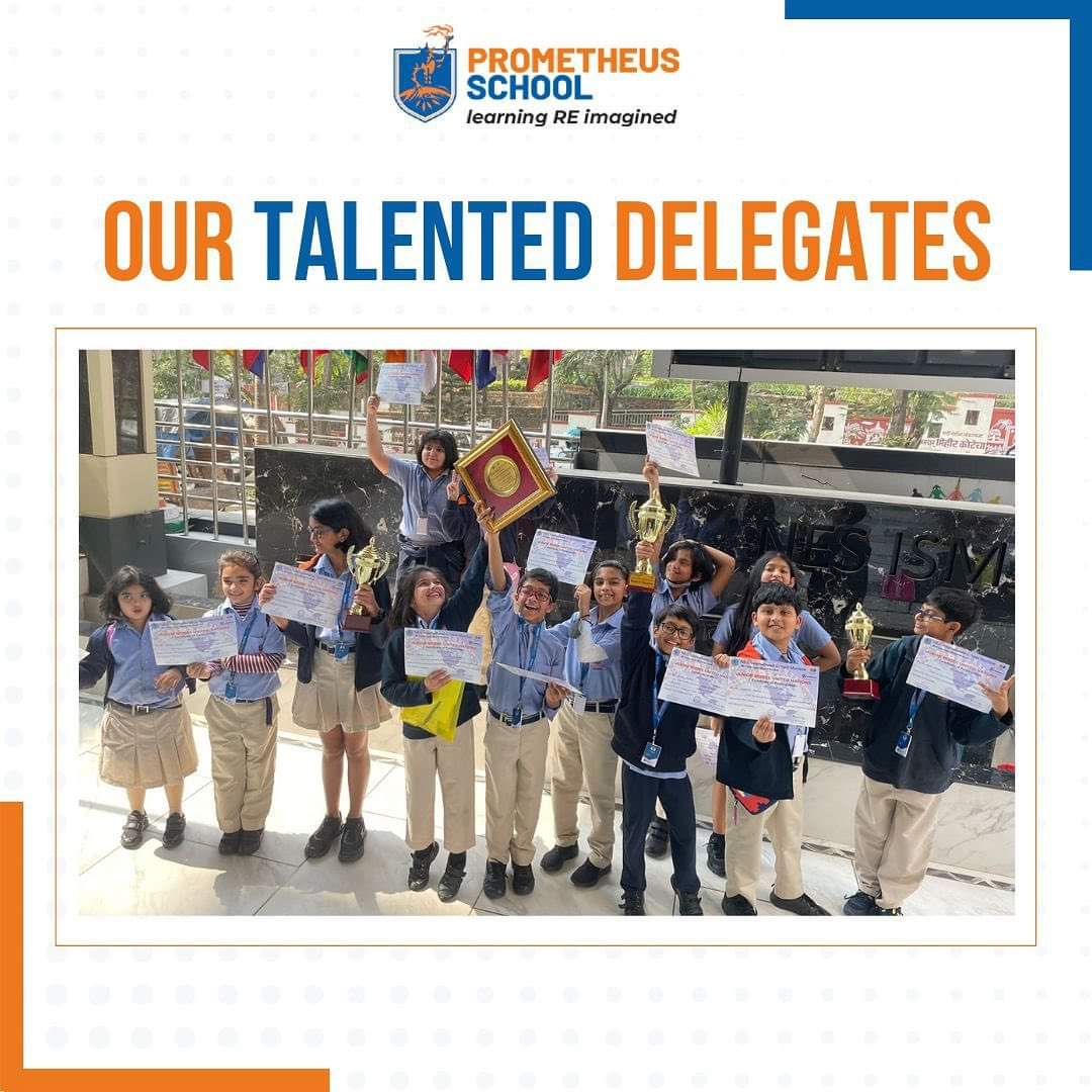 Prometheus_Edu's tweet photo. Acing the Inter-School JMUN conference our students secured a triumph at #NESIM School, Mumbai!

Our debaters left their mark as they skillfully negotiated, discoursed &amp; advocated solutions for various committees, including Pollution, Wildlife, Waste Management &amp; Traffic Rules. https://t.co/OJG0juaswK