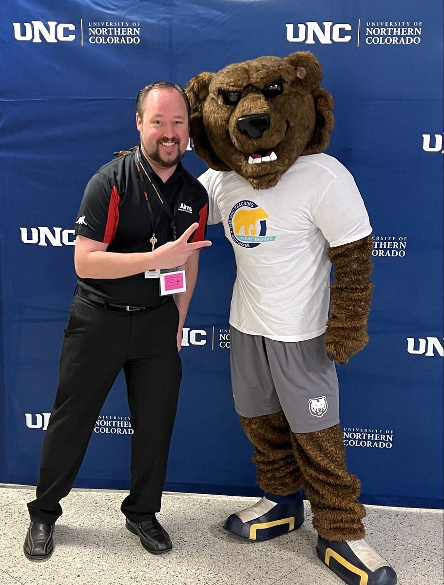 Here this morning at the Future Teacher Conference ⁦@UNC_Colorado⁩. Representing ⁦@aimscc⁩! Looking forward to meeting more educators and future educators! #Aims2UNC #UNCBears