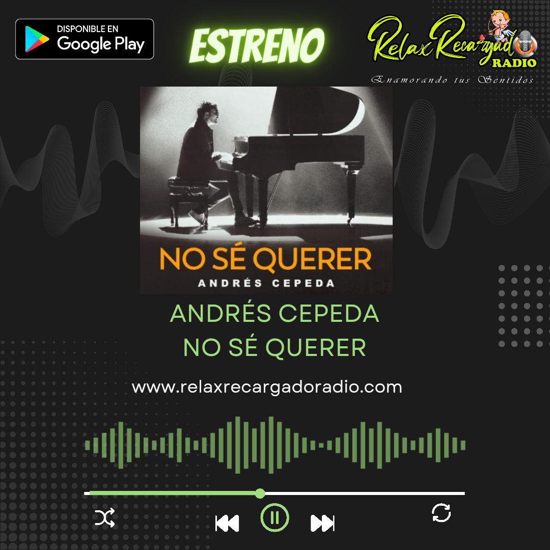 <a href="/andrescepeda/">Andrés Cepeda</a>  presentar “No Sé Querer”. Este nuevo sencillo interpretado por Cepeda fue escrito a dos manos por los argentinos <a href="/AxelOficial/">Axel</a> <a href="/claudiabrant/">Claudia Brant</a>
Escúchala en 
relaxrecargadoradio.com

#relaxrecargadoradio 
#enamorandotussentidos❤️ 

<a href="/sonymusicec/">Sony Music Ecuador</a> <a href="/sonymusiclatin/">sonymusiclatin</a>