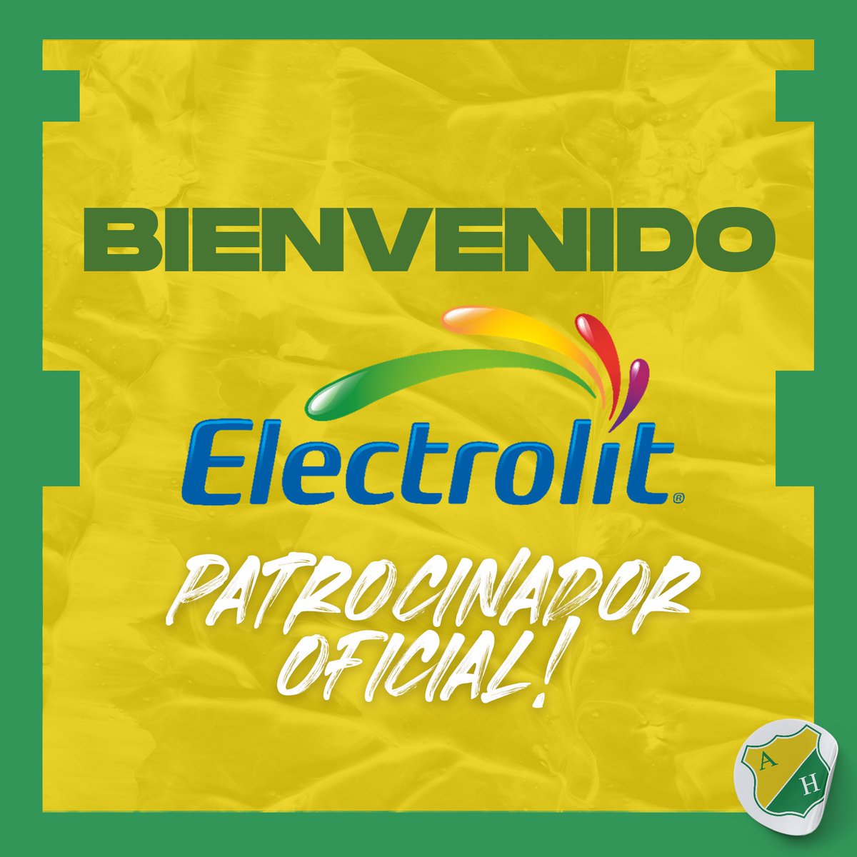 AtleticoHuilaof's tweet photo. ✍️ Electrolit es nuevo patrocinador oficial del Atlético Huila🤝

¡Bienvenidos 💛💚! https://t.co/2q4zxKY4WF