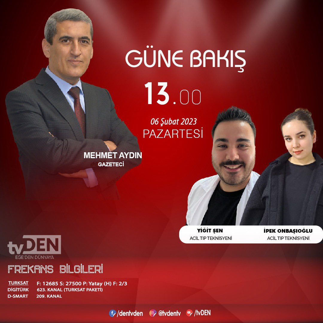 maydin09's tweet photo. Pazartesi günü @tvden09’de, GÜNE BAKIŞ’ta, acil tıp teknisyenleri İpek Onbaşıoğlu ve Yiğit Şen’i konuk edeceğiz, Aile Sağlığı Merkezi (ASM) sağlık çalışanlarının sorun ve taleplerini konuşacağız.
#DengeMedya 
#AsmGrupElamanınaKadro 
@YigitSen_1903
@aydindenge
@busderler_97 https://t.co/vyP6f8PHxY