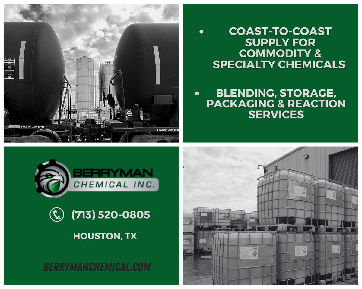 BerrymanChem's tweet photo. We store and package inventory at strategic points, so that when you need a chemical, it’s ready for your use! Contact our sales staff to avoid interruptions to your operation https://t.co/AacQ0yhaPR

#BerrymanDifference #chemicalindustry #chemicalservices #logistics #oilandgas https://t.co/PqcpK8WKab