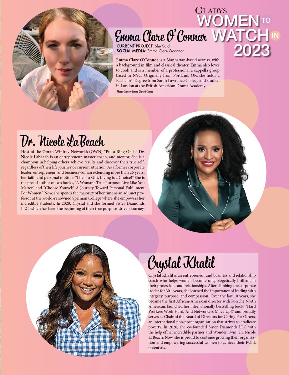 Crystal & Dr. Nicole were chosen as Women to Watch in 2023 for Gladys Magazine which showcases women across the globe who are newsmakers, disruptors, and overall inspirations! Check out their inspiring feature here: bit.ly/3YqbQ8l 

#CrystalandDrNicole #GladysMagazine