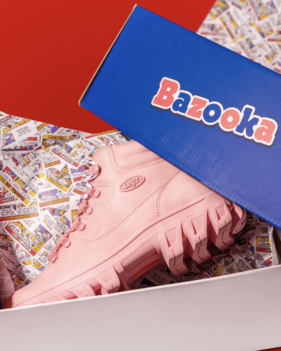 nicekicks's tweet photo. Lugz and Bazooka Bubble Gum get nostalgic for National Bubble Gum Day with new gum-inspired Colorado and Zoya boots 😃🫧 https://t.co/fHbCiwp7iF
