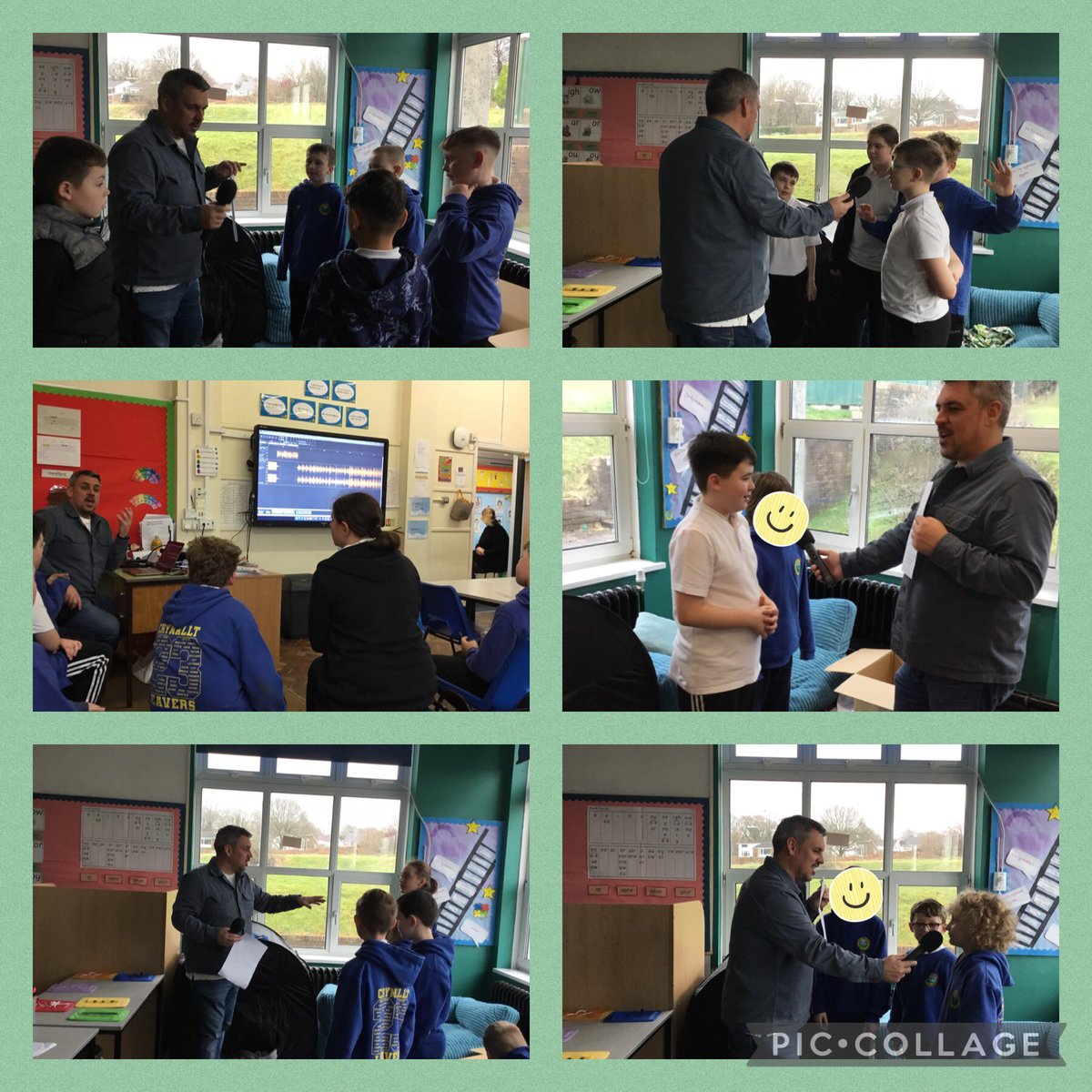 CrynalltPrimary's tweet photo. Thank you so much to Marc from @cymrufm for the amazing experience today for Year 6 creating and editing their own radio show. The pupils really enjoyed practising their Welsh language skills and learning all about making a radio show. #Cryp6 #CrypHealthyConfident #CrypLanguage https://t.co/0rH9iTPAND