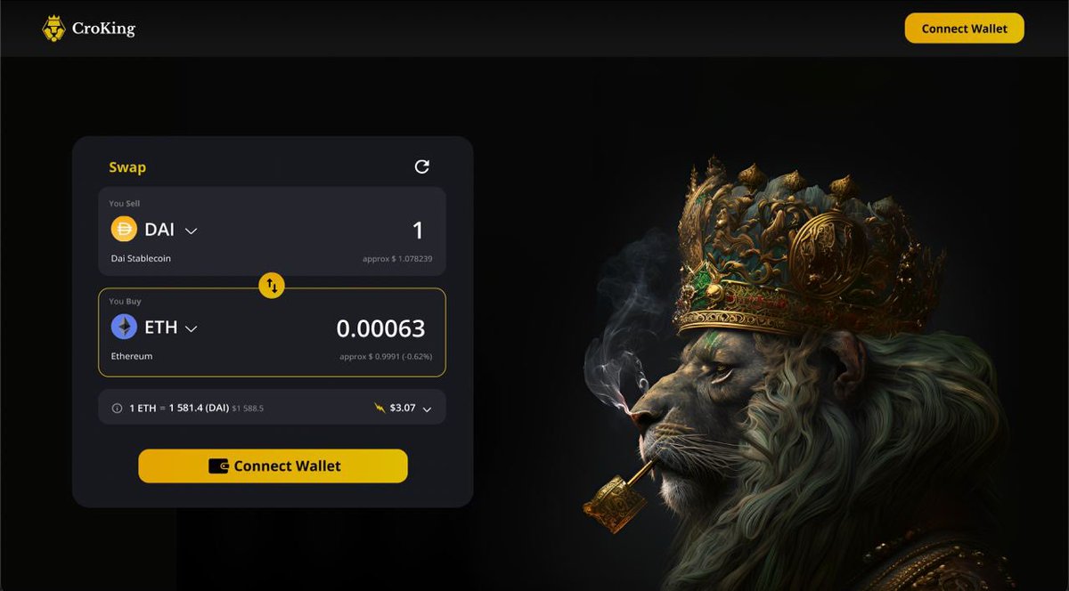 👑Aggregator Preview👑

With our CroKing Aggregator dropping this month we are excited to give you a little teaser 👀

Tell us what you think! 

#Croking #Cro #crofam <a href="/cryptocom/">Crypto.com</a> <a href="/kris/">Kris | ai.com</a> @NewsCronos <a href="/TheMatrixLabs/">The Matrix Labs</a> <a href="/TheCronicleNews/">TheCronicle.com - #CronosNews #Cronos #CRO #DeFi</a>
