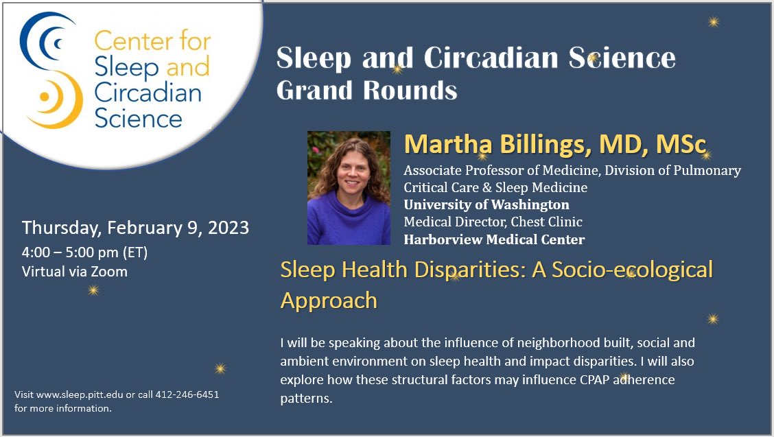 Super excited to have the amazing @MollyBillings2 giving @PittSleep grand rounds next week on Sleep Health Disparities, especially with the #ATS policy statement on equitable #OSA care she led just out in AJRCCM this week. @PACCM