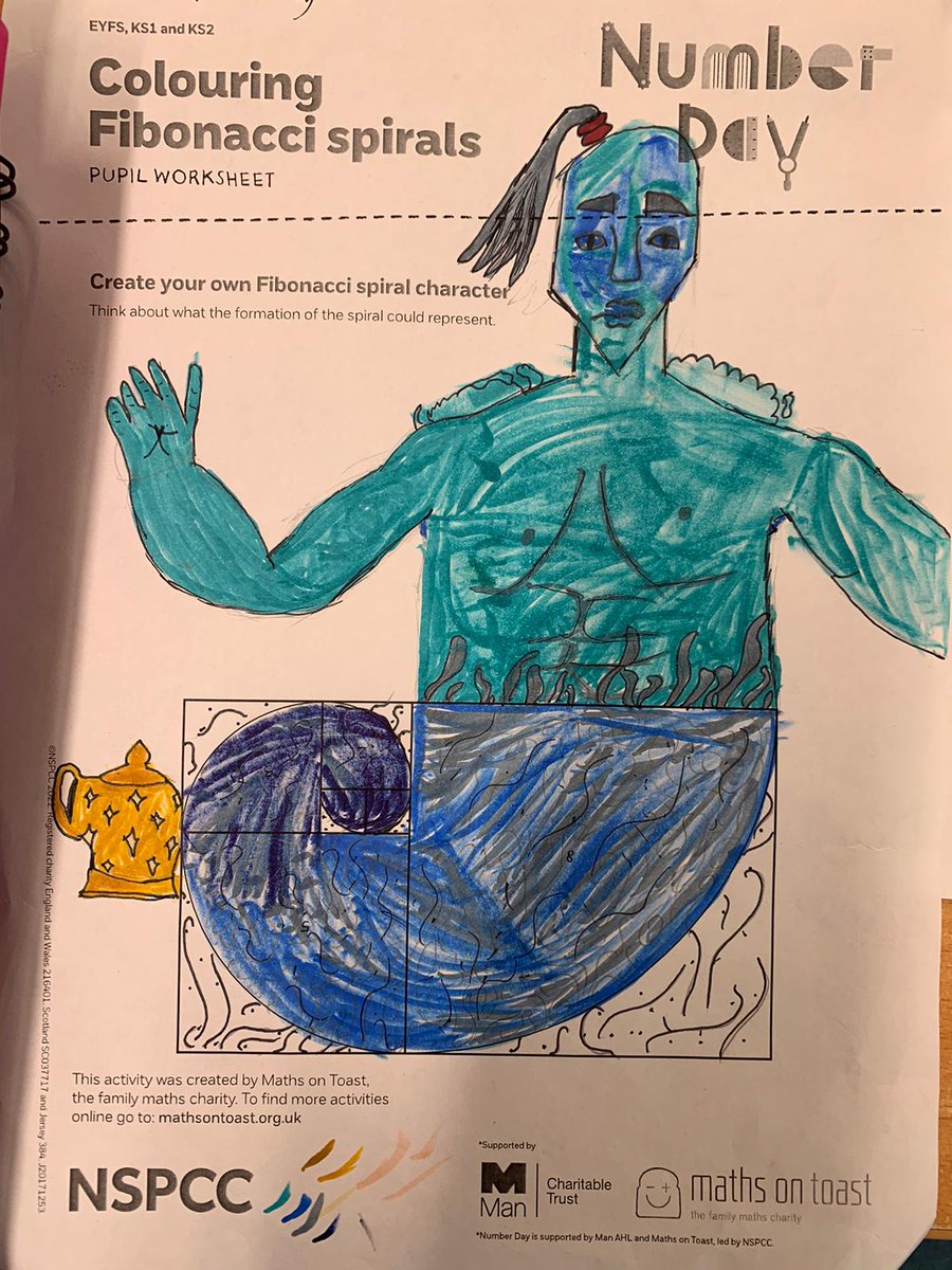 LinsladeMaths's tweet photo. Just some of the wonderful entries in our Fibonacci spiral drawing competition for NSPCC Number Day. Very creative! #numberday @mjpGibbs @PMStock11 @LLinsladet https://t.co/X2xX91ydcY