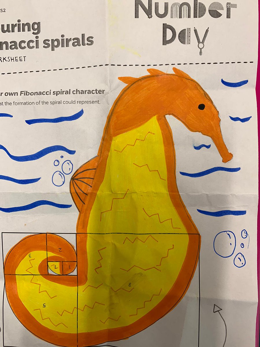 LinsladeMaths's tweet photo. Just some of the wonderful entries in our Fibonacci spiral drawing competition for NSPCC Number Day. Very creative! #numberday @mjpGibbs @PMStock11 @LLinsladet https://t.co/X2xX91ydcY