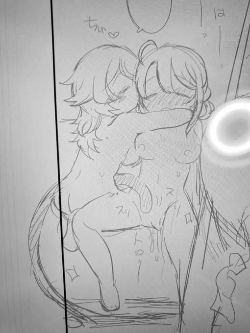 これ、コミッションの下書きなんだけど、デフォルメのすけべっちいやつ好きなんだよなあ 