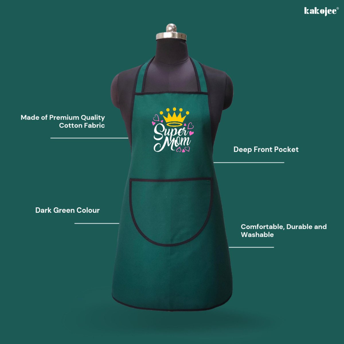 Supercharge your mom game with our 'Super Mom' apron! Perfect for multitasking in the kitchen or getting crafty with the kids. 

Shop now and show off your superpowers!

#kakojee #kakojeeapron #supermom #apronlove #momlife 💪🏽💕
