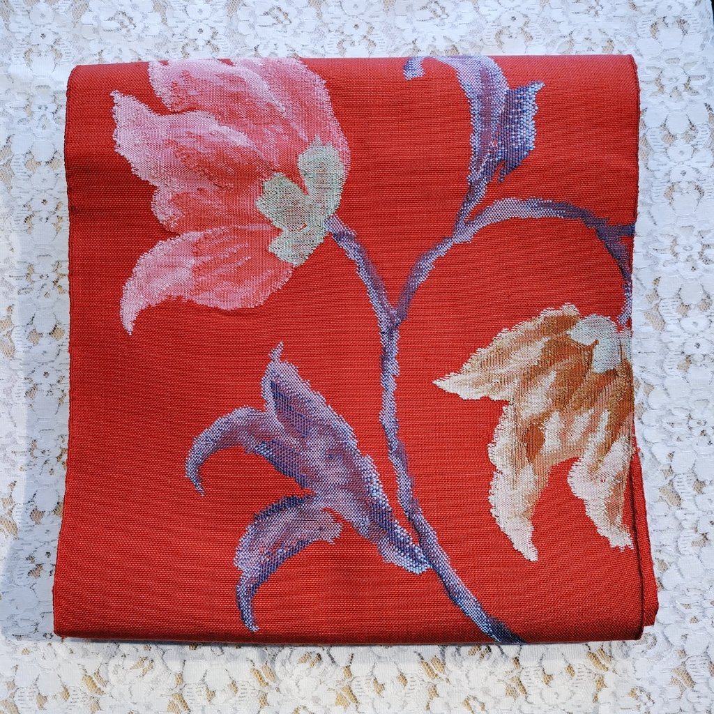 塩瀬染帯 手刺繍柄 金糸 水玉模様 未使用 45歳から-