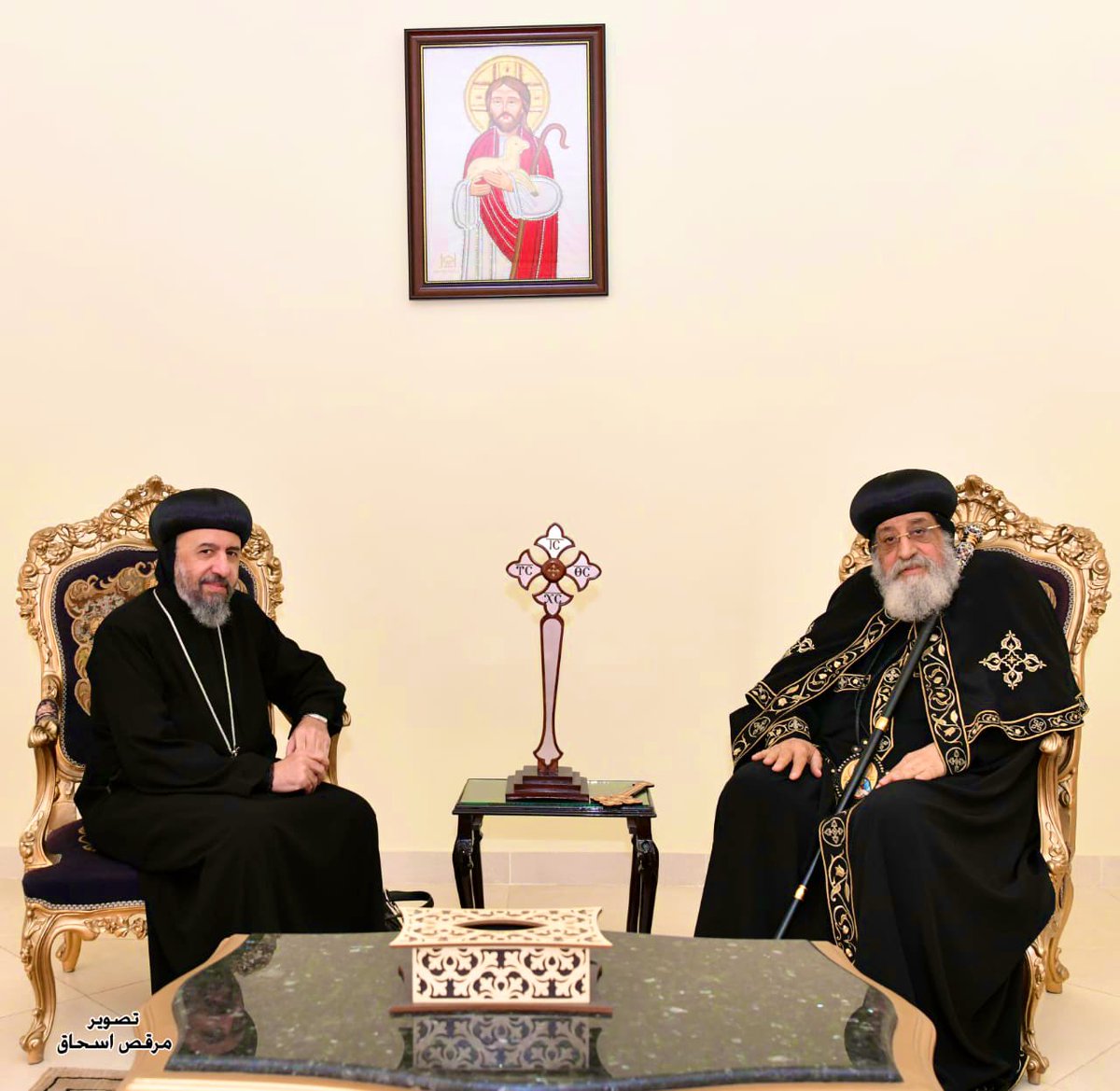 BishopAngaelos's tweet photo. A fruitful audience today with HH #PopeTawadrosII at the Logos Centre, situated in my home monastery of Saint Bishoy.
Wonderful to have a brief taste of desert silence for the few hours I was in #Skete/#Scetis (#WadiElNatrun), defined as the place where one ‘measures the heart’. https://t.co/5EP3hXBfBh