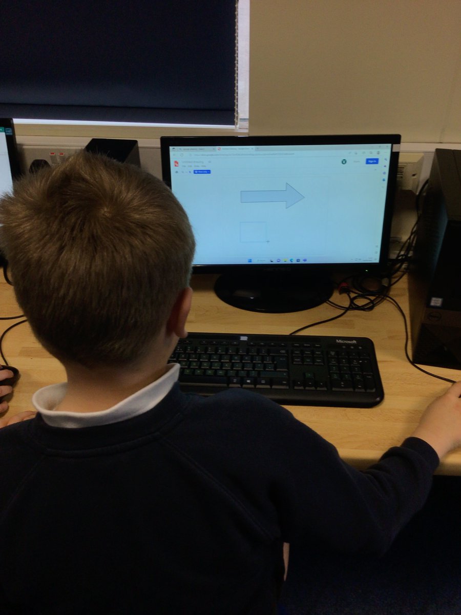 Y5Brindley's tweet photo. In Computing, the children used either Publisher or Google Drawings to create vector drawings of houses. They were only allowed to use squares, rectangles, triangles and lines #computing #creatingmedia #vectordrawings https://t.co/djxEpK8C7T