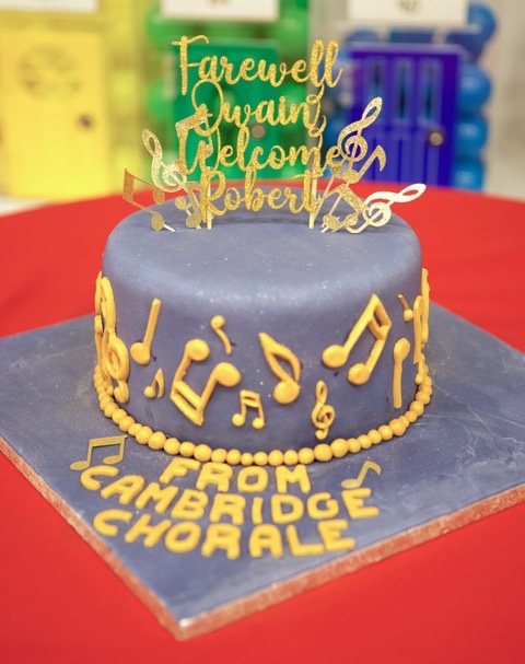 Last night we said our goodbyes to <a href="/owainpark/">Owain Park</a> and welcomed Robert Brooks as our new MD. There was much laughter, some tears and, in true Cambridge Chorale style, a lot of cake!