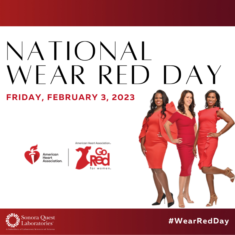 SonoraQuestLabs's tweet photo. Wear your favorite red with us to raise awareness and support the fight. Let's Go Red for a future free of heart disease! Learn more at https://t.co/Vm0DL9mIDH #PHXGoRed #heartdisease #WearRedDay https://t.co/tKtsSX6lCk