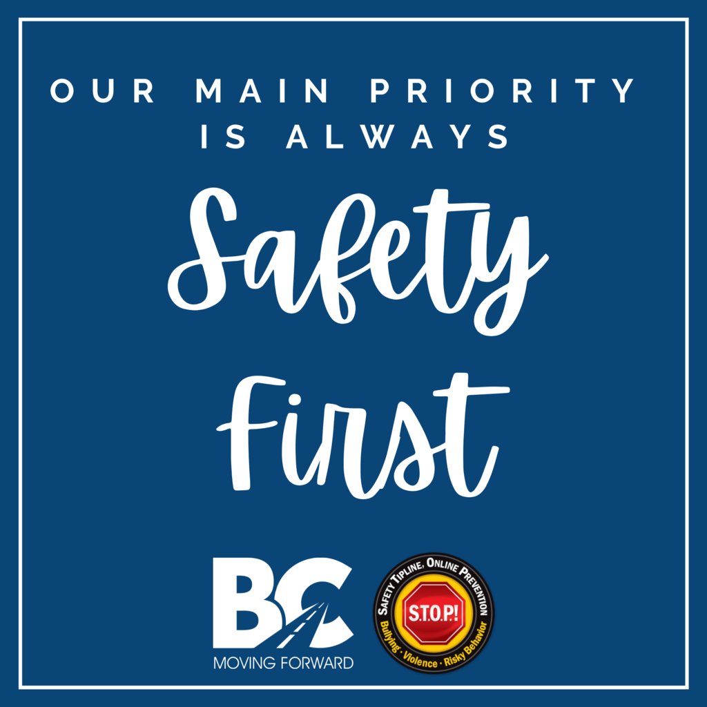 Our top priority here in BCPS is safety first - always! Remember: if you see something, say something. Any student, family or community member can use the STOP Tipline at the bottom of our homepage to make a report. #MovingForward bullittschools.org