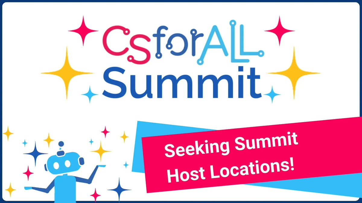 #RT @CodeHS: RT @CSforALL: Bring the annual #CSforALLSummit to your city!
#CSforALL is seeking a strong collaboration with a local organization and community to host the CSforALL Summit. Submit your proposal before the February 13th deadline at …
