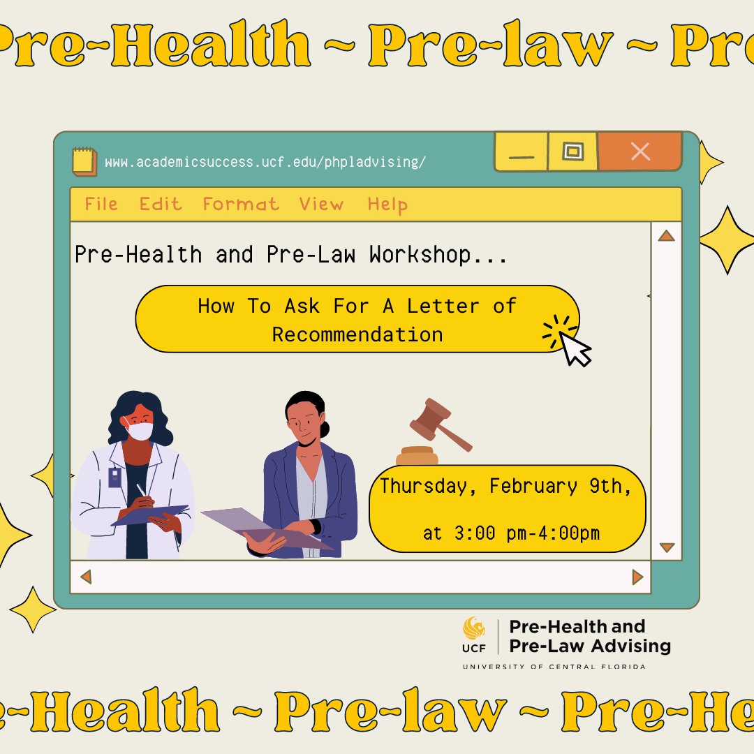 Mark your calendars!!! Pre-Health and Pre-Law students, on Thursday, Feb. 9th, from 3:00 pm to 4:00 pm, we will be discussing how to ask for a letter of recommendation. Join us to discuss the components of a strong letter versus a weak for health professionals and law schools!