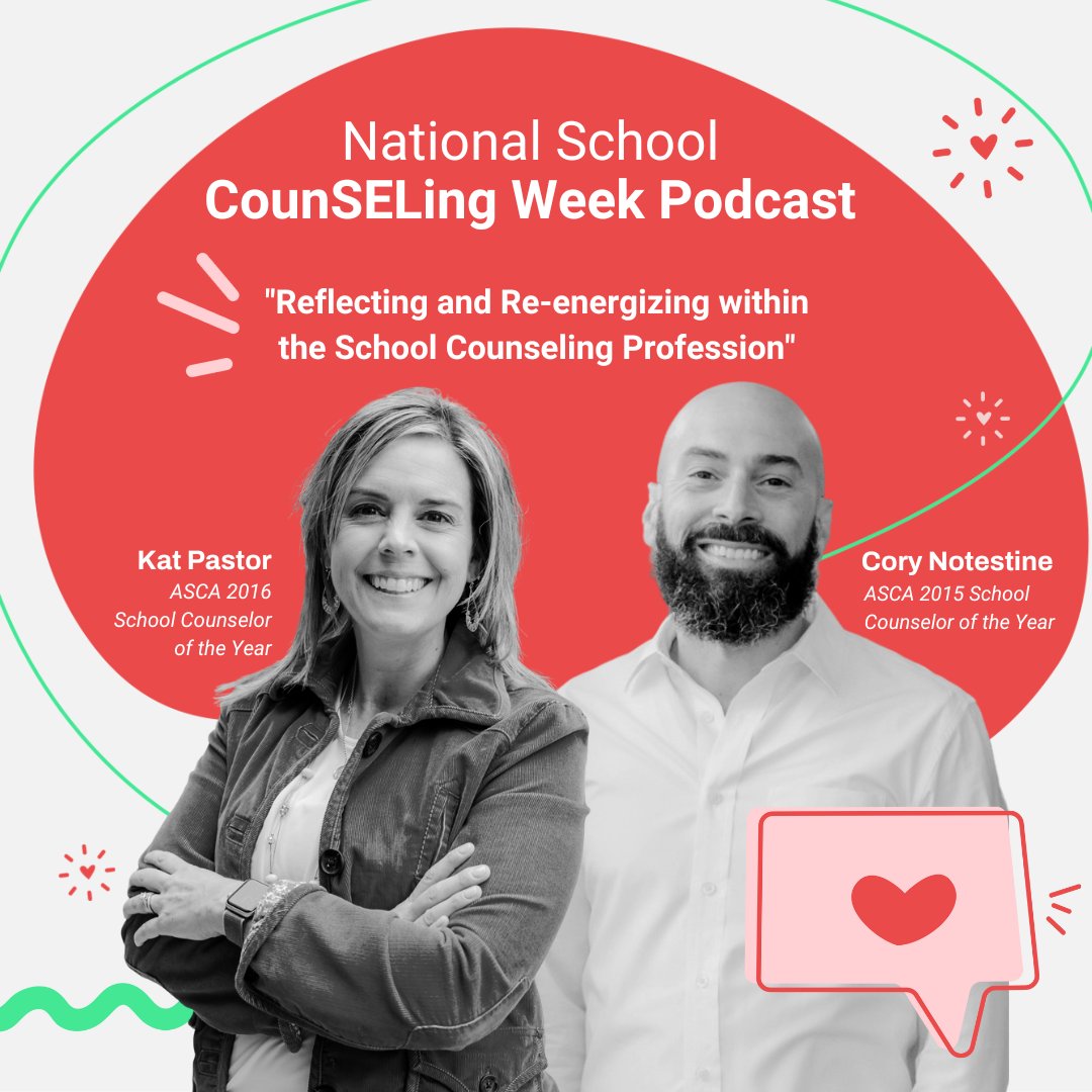 CharacterStrong's tweet photo. NEW PODCAST!📢We've got a special episode for you today in honor of #NSCW23 next week! Hear from two former @ASCAtweets School Counselor of the Year honorees, @katpastor1 and @CoryNotestine! 

[LINK TO LISTEN &amp; FREE RESOURCES IN THE THREAD BELOW] https://t.co/92UuDuIkEq