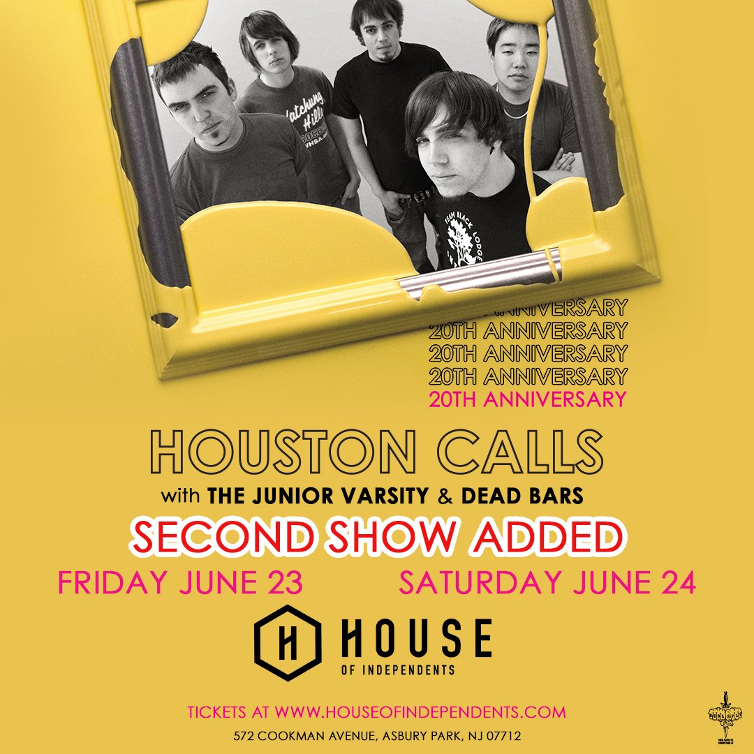 House of Independents (@hoiasburypark) on Twitter photo 🚨 ON SALE NOW 🚨 <a href="/HoustonCalls/">Houston Calls</a> 20th Anniversary with <a href="/tjv_music/">The Junior Varsity</a> and <a href="/DeadBars/">Dead Bars</a> on Friday, June 23rd & June 24th. Tix are LIVE!
6/23 👉 loom.ly/y7of6jk
6/24 👉 loom.ly/4IgYKCY 🚨 ON SALE NOW 🚨 <a href="/HoustonCalls/">Houston Calls</a> 20th Anniversary with <a href="/tjv_music/">The Junior Varsity</a> and <a href="/DeadBars/">Dead Bars</a> on Friday, June 23rd & June 24th. Tix are LIVE!
6/23 👉 loom.ly/y7of6jk
6/24 👉 loom.ly/4IgYKCY