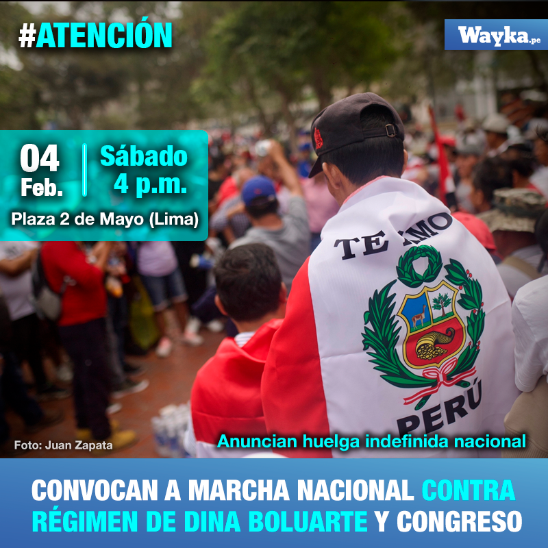 WaykaPeru's tweet photo. #ATENCIÓN | Movilización nacional. Pueblos originarios, organizaciones sociales y ciudadanos movilizados continúan exigiendo la renuncia de Dina Boluarte (@presidenciaperu), adelanto de elecciones y Asamblea Constituyente. 1/2 https://t.co/SClivLEmXC