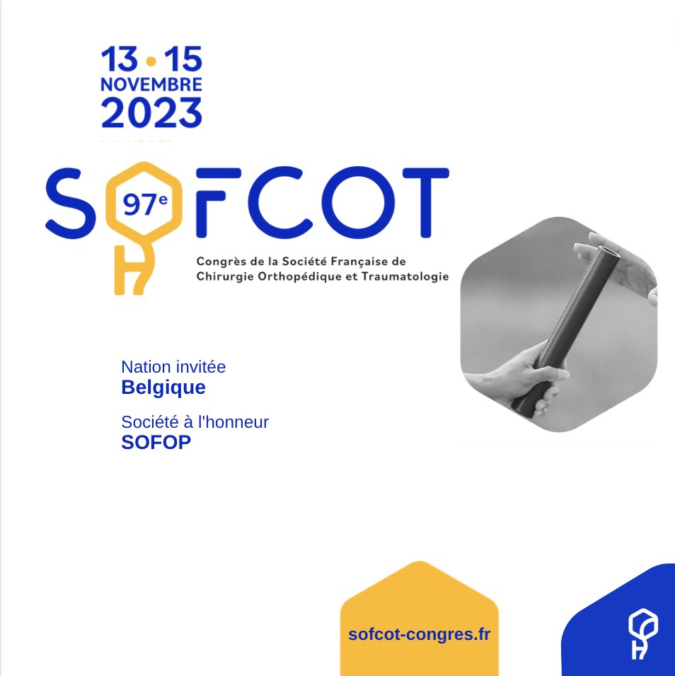 sofcot_ortho's tweet photo. Pour notre 97e congrès #SOFCOT, c'est du 13 au 15 novembre que nous vous attendons au Palais des Congrès de Paris.
COnnaissez-vous les thèmes de l'édition #Sofcot23? https://t.co/kIwot4k4un