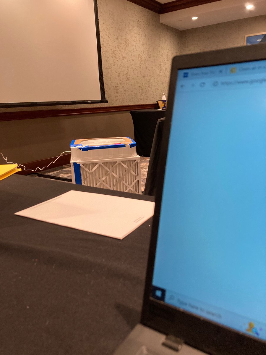 MeghanMcNulty1's tweet photo. #CorsiRosenthalBox in the wild at the @ashraenews conference. Getting enhanced IAQ in the committee meeting of the Guideline for Enhanced IAQ! ASHRAE friends, join us in International Ballroom B to keep the construction going. 7 am onward each day. DM me! https://t.co/NSUAXuB1SJ