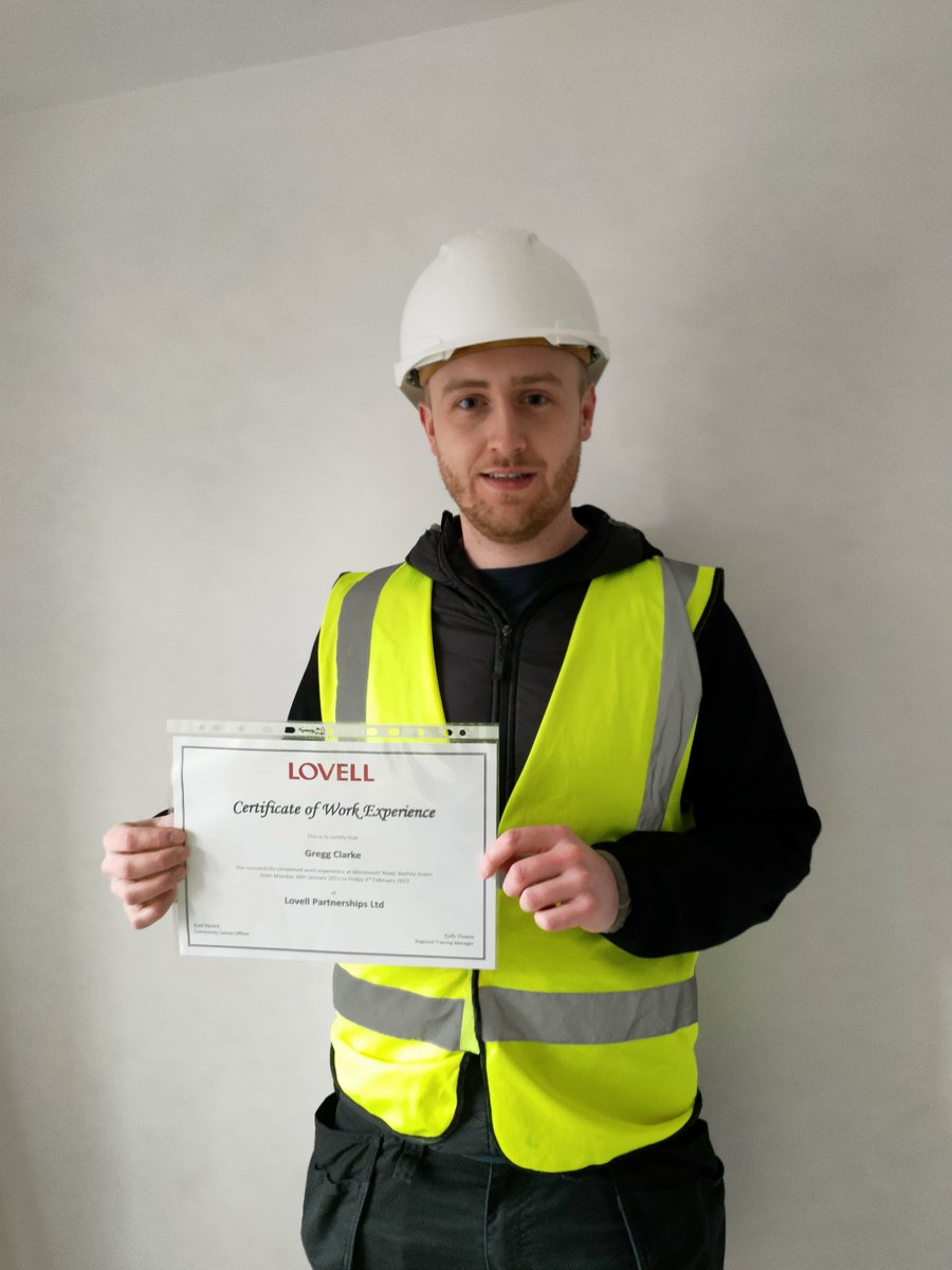 Lovell are dedicated to encouraging young people to consider construction as a Career. Here pictured Gregg Clarke from @southandcitycol completed a week of carpentry work experience at our development The Point, Birmingham. @Lovell_UK #loveconstruction #workexperience