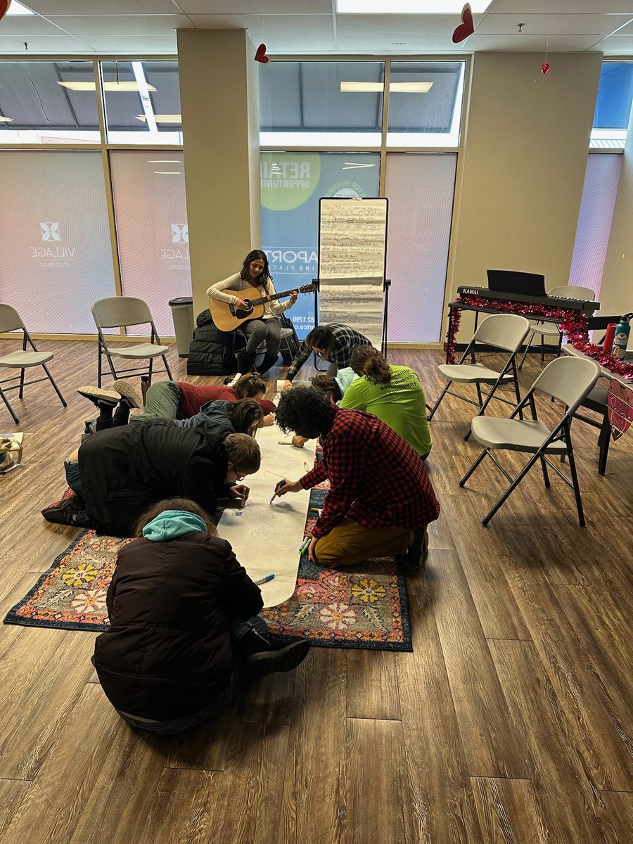 aptbmt's tweet image. This week, our Immersion Group reflected on the topic of self-compassion, and group members engaged together collaborating on drawing and listening to music.  Our immersion program is designed to give opportunities for friendship making and camaraderie