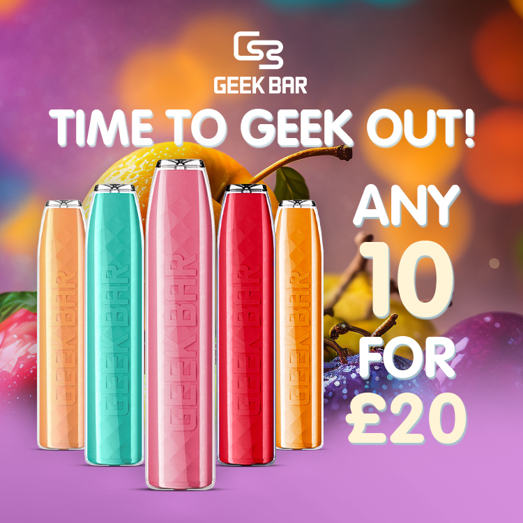 It's time to GEEK OUT &amp; buy any 10 Geek Bar vapes for £20!!! 🍏🫐⚡️🧊🍑

CLICK HERE TO SHOP 'TIL YOU DROP
pulse.ly/21bvtdcrdu

VapeMate products may contain nicotine, only suitable for 18+
━━━━━━━━━━━━━━━━
#vapelife #vapenation #vapes #geekbar #vapesale