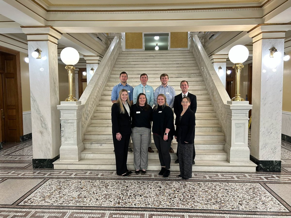 DakotaWesleyan's tweet photo. DWU Master of Athletic Training students attended a leadership conference in Pierre this week. Students had the opportunity to visit the Capitol, meet with state legislators, and visit the DWU Learn &amp; Earn location. #Pierre #AT #DWUdifferent #BleedBlue https://t.co/9QWX0z8b50