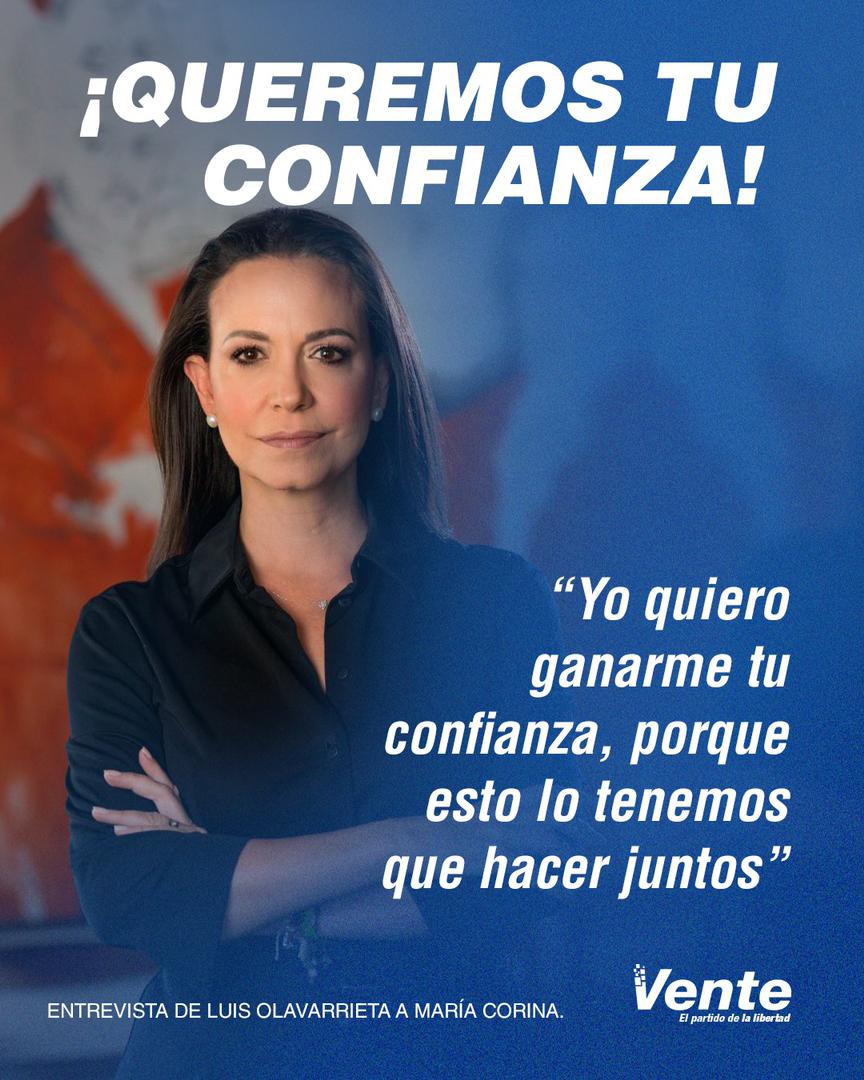 VenteVenezuela's tweet photo. ¡Queremos tu confianza! 

Ellos quieren destruirnos la moralmente. No podrán quitarnos la dignidad y la valentía. Esta es una lucha entre el bien y el mal y debemos mantenernos más unidos que nunca. 

¡Los vamos a sacar, pero tenemos que hacerlo juntos!

https://t.co/5wfrh9Prc1 https://t.co/cPnTRuEcWp