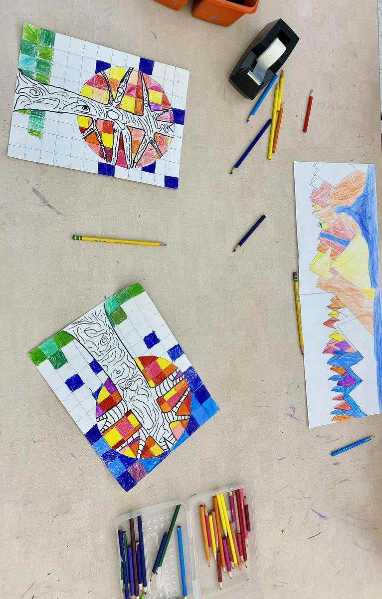 Stunning warm/cool trees created by 3rd and 4th grade artists using colored pencils. These took a lot of time and effort. They look incredible, especially when displayed all together! #JeffersonArt <a href="/JeffersonLabs/">Jefferson Labradors</a> <a href="/FranklinPSNews/">Franklin Public Schools, MA</a>
