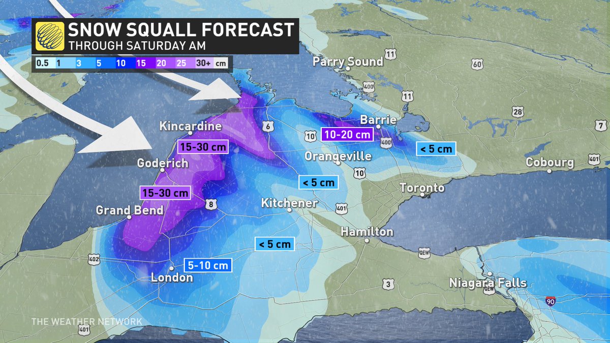 MurphTWN's tweet photo. You should already be well aware of the very low temperatures &amp; biting wind chill part of this Arctic air equation. #Snow #squalls are also a by-product, producing whiteouts &amp; dangerous travel conditions. #onstorm #atlstorm #ItsFrigginCold https://t.co/IVKEEpilhA