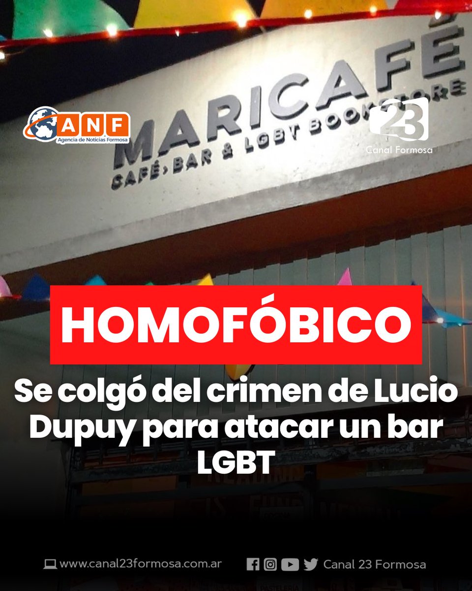 🔴 #HOMOFOBIA • 𝐀𝐥 𝐠𝐫𝐢𝐭𝐨 𝐝𝐞 '𝐣𝐮𝐬𝐭𝐢𝐜𝐢𝐚 𝐩𝐨𝐫 𝐋𝐮𝐜𝐢𝐨' 𝐮𝐧 𝐡𝐨𝐦𝐛𝐫𝐞 𝐚𝐦𝐞𝐧𝐚𝐳𝐨́ 𝐜𝐨𝐧 𝐦𝐚𝐭𝐚𝐫 𝐚 𝐭𝐨𝐝𝐨𝐬 𝐞𝐧 𝐮𝐧 𝐛𝐚𝐫 #LGTB
#Palermo #Maricafe
#justiciaporlucio #leylucio #luciodupuy #bar #justicia #homofobico #argentinx #lgbt #lgbtq #todxs