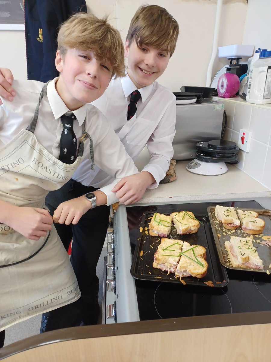 ShebbearCollege's tweet photo. The #cookery theme continues - this time for Form 2 (Yr 8 ) French! Pupils have been studying the topic of Food and Drink, and followed a French #recipe to make the classic dish, #CroqueMonsieur - great fun!
#cooking #year8 #frenchlesson #funlessons #devonindependentschool https://t.co/gpeGUb1nke