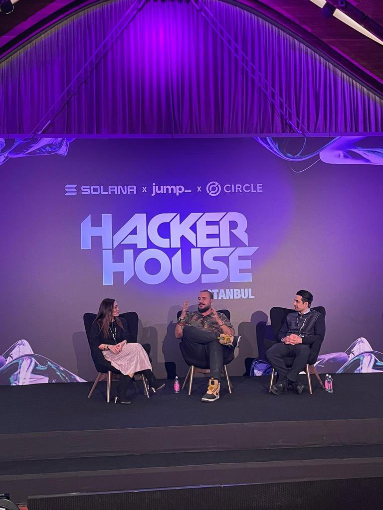 Super happy &amp; proud to be a part of this amazing developing and networking event <a href="/hackerhouses/">Solana APEX and Global Community Events</a> by <a href="/solana/">Solana</a> 
Today was the #NFT day and tomorrow I’ll be on stage with #VC ‘s. 

Come and Join ✌️
#HackerHouseIstanbul <a href="/patika_dev/">Patika.dev</a> <a href="/SuperteamTR/">Superteam Turkey 🇹🇷</a>
