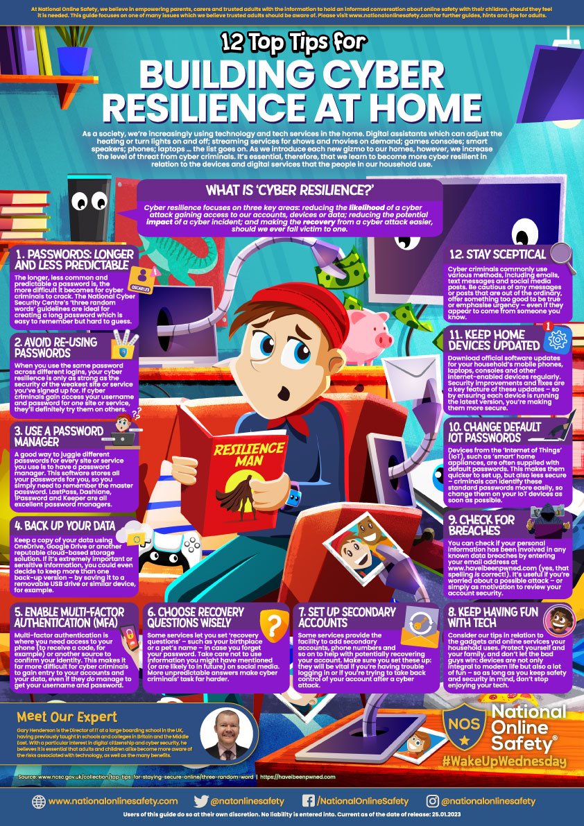 StSavioursBham's tweet photo. Today is #MindMonday as part of #SaferInternetDay. Here are 12 Top Tips for Building Cyber Resilience at Home. #WantToTalkAboutIt? https://t.co/1YDZgB62IQ