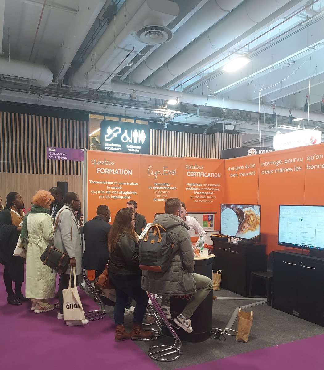QuizzBox's tweet image. Merci à nos utilisateurs et à nos futurs 😀 d’être passés nombreux sur notre stand dans le cadre du salon Learning Technologies, c’était très enrichissant d’échanger avec vous et de vous présenter nos nouvelles fonctionnalités 
A très vite 👋

#salon #formation  #signature #paris