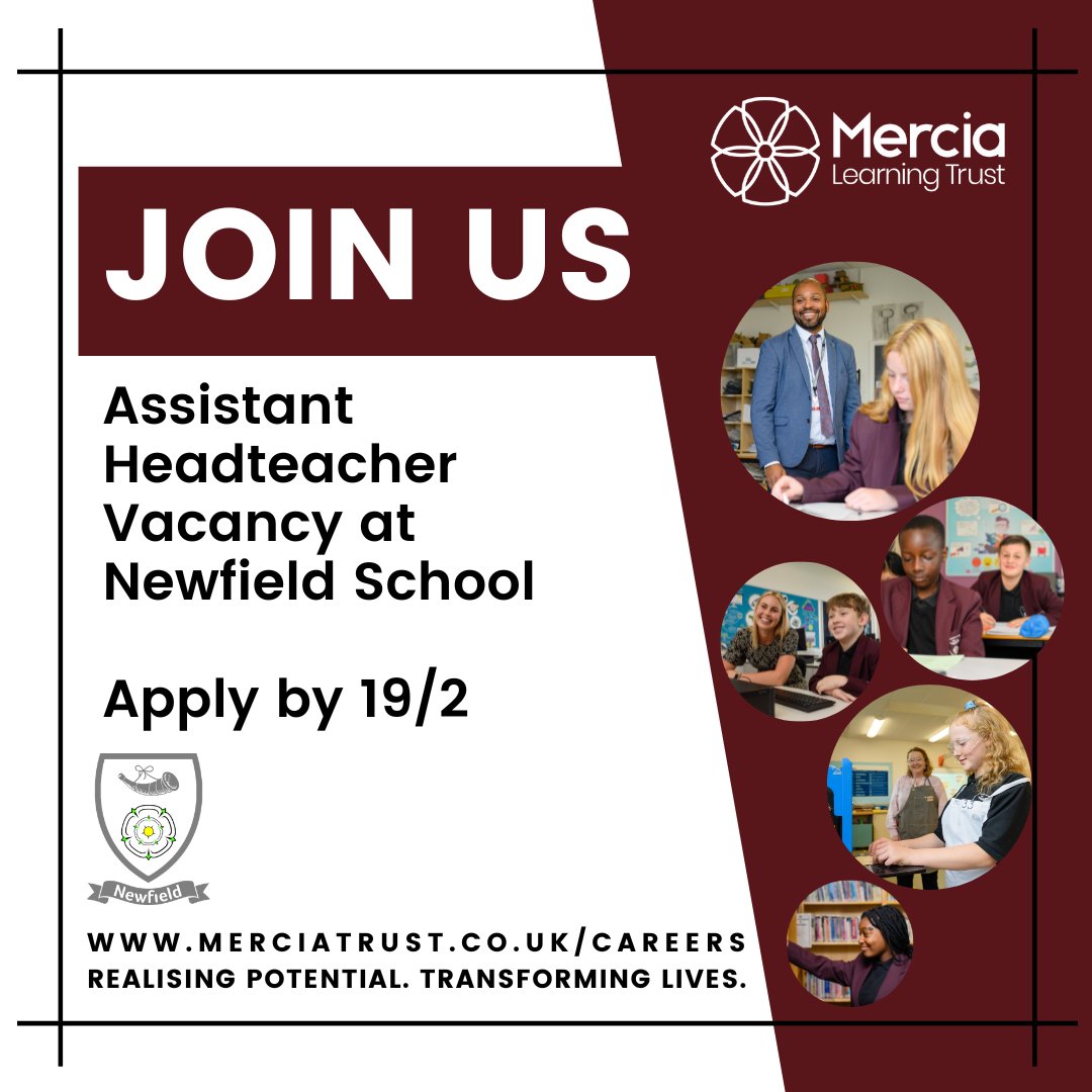 NewfieldSheff's tweet photo. Join our dynamic team as Assistant Headteacher, with responsibility for Designated Safeguarding Lead and Attendance.
https://t.co/uXENhLV03U
@MerciaTrust
#sheffield #sheffieldschools #aht #assistantheadteacher #slt #secondary #secondaryslt #assistanthead #dsl https://t.co/numAjqNoIR