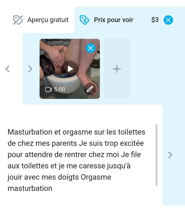 Une promo a 3$ est arriv&eacute;e !  🎁une vid&eacute;o masturbation  #onlyfansgirl #onlyfansbabe #blowjob #joi #hotwifeforbbc<a href="/tag/video"class="tags"><span>#video</span></a><a href="/tag/joi"class="tags"><span>#joi</span></a><a href="/tag/blowjob"class="tags"><span>#blowjob</span></a><a href="/tag/hotgirl"class="tags"><span>#hotgirl</span></a><a href="/tag/masturbastion"class="tags"><span>#masturbastion</span></a><a href="/tag/mym"class="tags"><span>#mym</span></a>