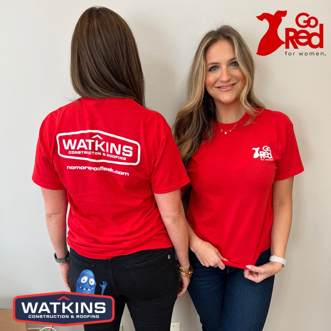 WatkinsRoofing's tweet photo. We are proud to join the Go Red For Women American Heart Association campaign and help raise awareness about heart disease in women❣️. We are committed to doing our part to help spread the message that heart health is important for everyone. #GoRedJxn #Watkinsway @AHAMississippi https://t.co/fGjJ5WssDt